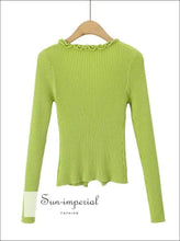 V-Neck Frill Trim Knit Cardigan - Sun Imperial (photo 5)