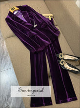 Velvet blazer and flare pants suit set - Sun Imperial (photo 11)