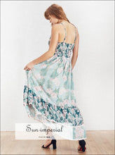 Venice Dress - Elegant Vintage Floral Print Maxi Sleeveless High Waist Ruched Bust Print, Dresses, Off Shoulder, Sleeveless, vintage 