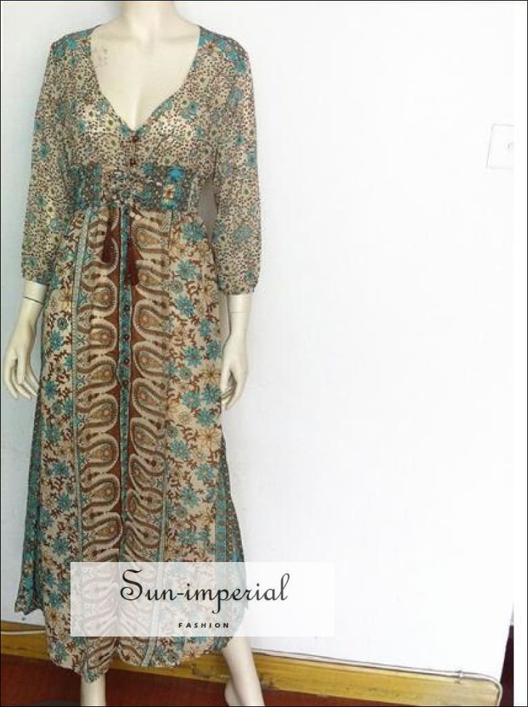 Three Quarter Sleeve Gypsy Hippie Kimono Dress