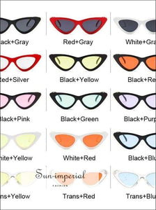 Vintage Cateye Sunglasses Women Small Cat Eye Sun Glasses Colorful Eyewear for Female - Red SUN-IMPERIAL United States