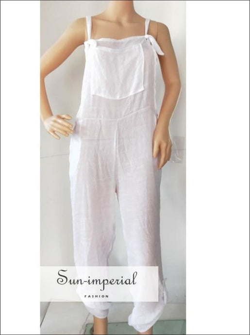 Vintage Cotton Beach Wear Boho Jumpsuits for Women Casual Pockets Long Playsuits Summer Loose COTON JUMPSUIT, cotton, JUSMPSUIT SUN-IMPERIAL