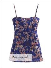 Vintage Floral Embroidery Women Mini Slip Dress Summer Slash Neck Satin Ethnic Summerdress SUN-IMPERIAL United States