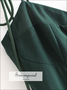 Vintage Green Cami Tie Dye Strap Split front Slim Cut Midi Dress
