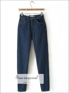 Vintage Ladies High Waist Jeans Black Pencil Casual Denim Pants Light Blue Jeans Boyfriend Jeans