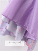 Vintage Lavender Floral Maxi Puff Sleeve Dress Ruffles Decor Dress