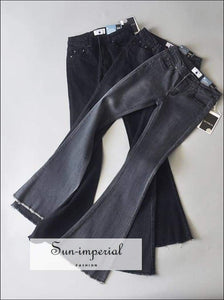 Vintage Low Waist Elastic Flare Jeans Women Vintage Style Bell bottom Skinny Jeans Dark Blue Wide