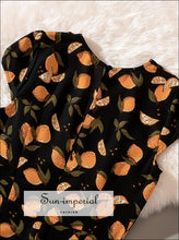 Vintage Mini Black Lemon Print Summer Dress Short Sleeve O Neck SUN-IMPERIAL United States