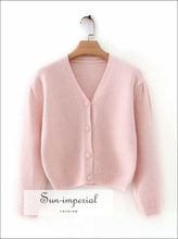 Vintage Pink Center Buttoned Knitted Sweater Long Sleeve Cardigan