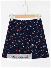 Vintage Slim Cut Floral Mini Skirt High Waist Split Short SUN-IMPERIAL United States