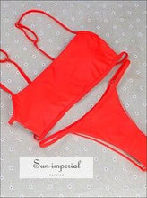 Vintage Solid Thong Striped Bandeau Wire Free Bikini Set Low Waist SUN-IMPERIAL United States