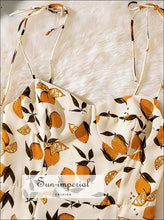 Vintage Tie Cami Strap Fruit Print Midi Dress SUN-IMPERIAL United States