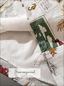 Vintage White Mini Skirt with Graffiti Print A-line Skirt