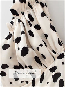 Vintage Whiteblack Leopard Print V-neck Sleeveless Ruched Bust V-neckline Mini Dress