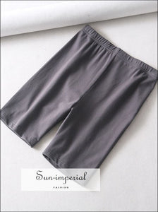 Vintage White/black Solid Skinny Cotton Biker Shorts High Waist Women Black Tights Shorts