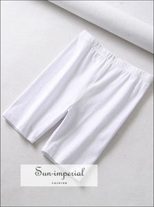 Vintage White/black Solid Skinny Cotton Biker Shorts High Waist Women Black Tights Shorts