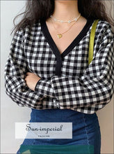 Volume Sleeve Check Plaid Cardigan - Sun Imperial (photo 4)