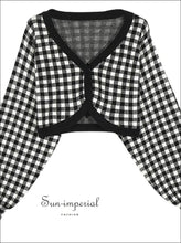 Volume Sleeve Check Plaid Cardigan - Sun Imperial (photo 5)