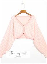 Volume Sleeve Check Plaid Cardigan - Sun Imperial (photo 6)