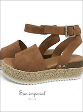 Wedges Shoes for Women High Heels Sandals Summer Outdoor Shoes - Brown