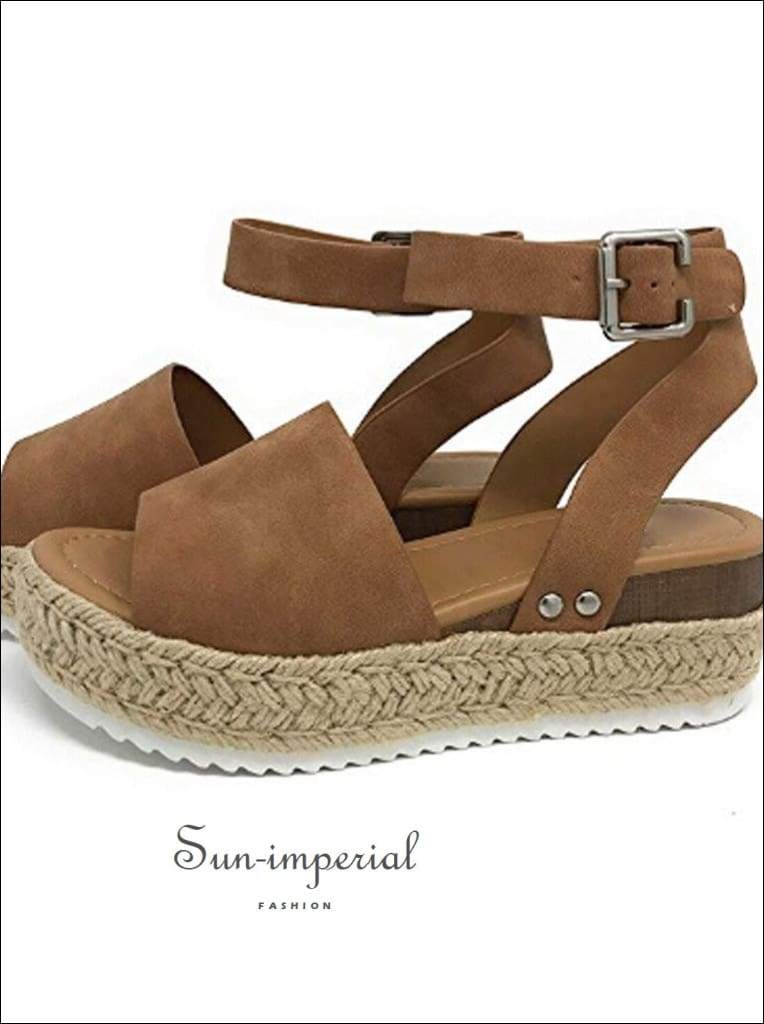 Sun-imperial - wedges shoes for women high heels sandals summer outdoor  shoes - brown – Sun-Imperial
