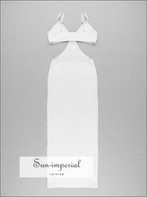 White Cut out Waist V Neck Backless Party Maxi Dress chick sexy style, night dress, party unique style SUN-IMPERIAL United States