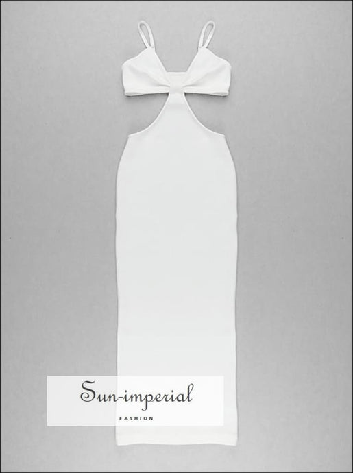 White Cut out Waist V Neck Backless Party Maxi Dress chick sexy style, night dress, party unique style SUN-IMPERIAL United States