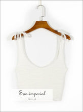White Fuzzy Knitted Tie Dye Strap Cropped top chick sexy style, street style SUN-IMPERIAL United States