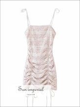 White Lace Bodycon Fit Tie Dye Cam Strap Drawstring Mini Dress