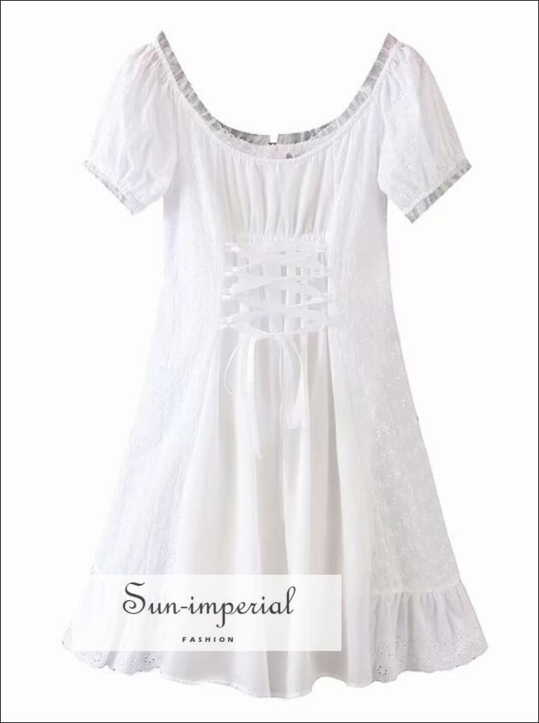 White Milkmade Lace front Dress Short Sleeve SUN-IMPERIAL United States