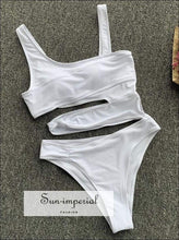 White One Piece Swimsuit Women Cut out Swimwear Push up Monokini 2 piece, piece set, swimsuit, two set SUN-IMPERIAL United States