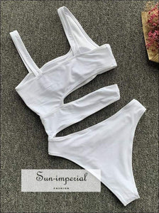 White One Piece Swimsuit Women Cut out Swimwear Push up Monokini 2 piece, piece set, swimsuit, two set SUN-IMPERIAL United States