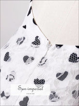 White Patchwork Pearl Heart-shaped Printed Dress