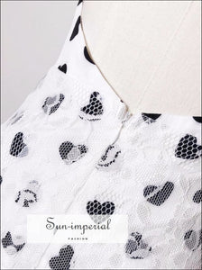 White Patchwork Pearl Heart-shaped Printed Dress