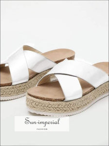 White Summer Women Slippers Open Toe Platform Casual Shoes each Ladies Outdoor Flip Flops X Shape white, women fashion, top SUN-IMPERIAL 