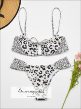 White with Pink Leopard Print High Waist Bikini Set Keyhole detail SUN-IMPERIAL United States