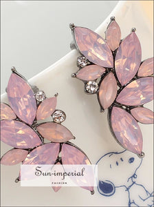 White/pink Glass Rhinestone Fashion Earring Women Fashion Jewelry Gems Stud for Women