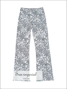 Winery Pants- Vintage full Length Pencil Pant High Waist Slim Zipper Skinny Print Pants