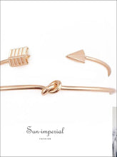Women 4 Pcs/ Bracelets Bohemian Set Leaves Knot Round Chain Opening Gold Bracelet SUN-IMPERIAL United States