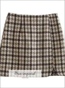 Women A-line Paid Mini Skirt With Small Thigh Split Detail Sun-Imperial United States