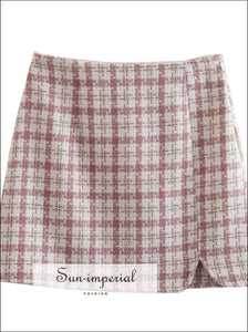 Women A-line Paid Mini Skirt With Small Thigh Split Detail Sun-Imperial United States