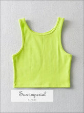 Women Basic Cotton Cropped Ribbed Racer Crop Tank top style, casual chick sexy harajuku PUNK STYLE Sun-Imperial United States