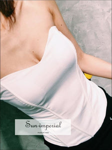 Women Basic Sweetheart Neck Boned Corset Fashion Shapewear Zip back Tube Tops Slim Fit Strapless top SUN-IMPERIAL United States