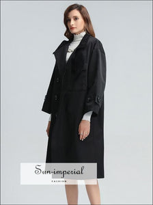 Women Beige Loose Long Sleeve Windbreaker with Turtleneck and Belt Details Basic style, casual coat, elegant Jacket Coat SUN-IMPERIAL United