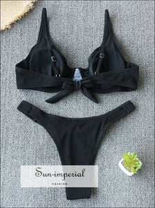 Women Bikini Padded Keyhole Bra Split Strap bottom - Black bikini, bikini set, hot split, swimwear SUN-IMPERIAL United States
