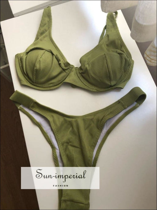 Women Bikini Padded Keyhole Bra Split Strap bottom - Green best seller, bikini, bikini set, green, hot SUN-IMPERIAL United States