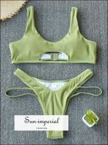 Women Bikini Push-up Padded Underwire Ribbed Bra - Green bikini, bikini set, green, hot swimwear SUN-IMPERIAL United States