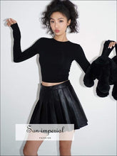 Women Black Cotton Backless Long Sleeve Cropped top with Cut out Lace up back Basic style, casual chick sexy harajuku PUNK STYLE 
