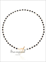 Women Black Crystal Beads Choker Necklace With Gold Flower Detail Sun-Imperial United States