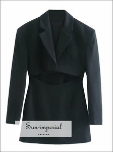 Sun-imperial - women black cut out waist blazer dress v neck long sleeve mini bodycon dress Sun-Imperial Sun-imperial - women black cut out waist blazer dress v neck long sleeve mini bodycon dress Sun-Imperial